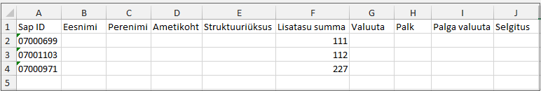 Exceli täitmine